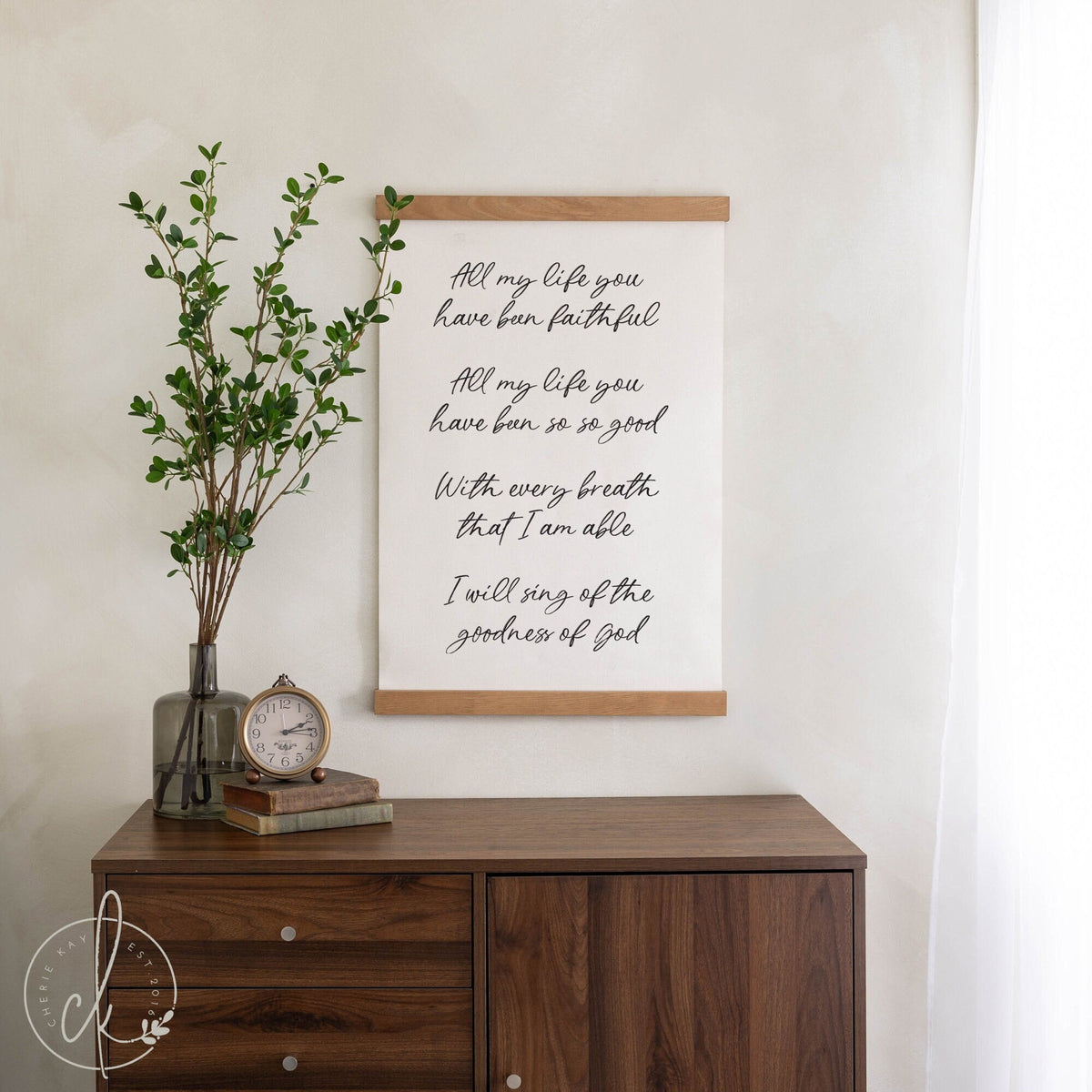 Goodness of God Lyrics Wall Hanging | Canvas Tapestry with Inspirational Lyrics | Farmhouse Decor | Modern Christian Art | Worship Song Art