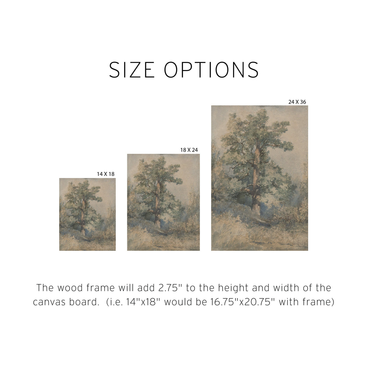 Vintage Tree Painting | Wood Framed Canvas | N61