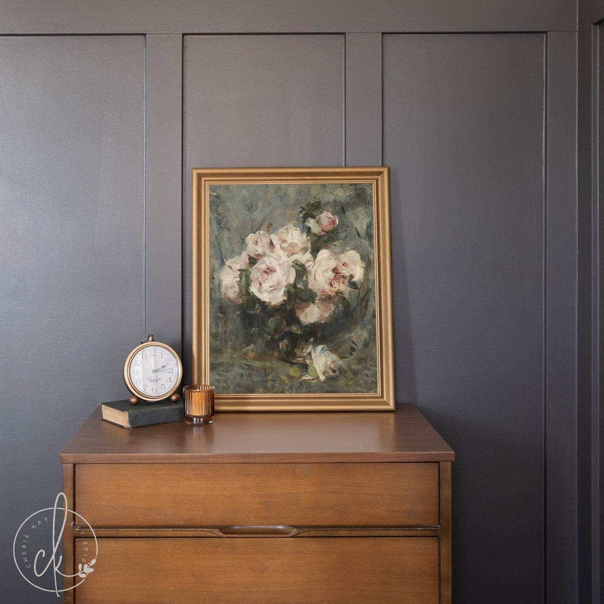 Vintage Still Life Roses Painting | Wood Framed Canvas | N84