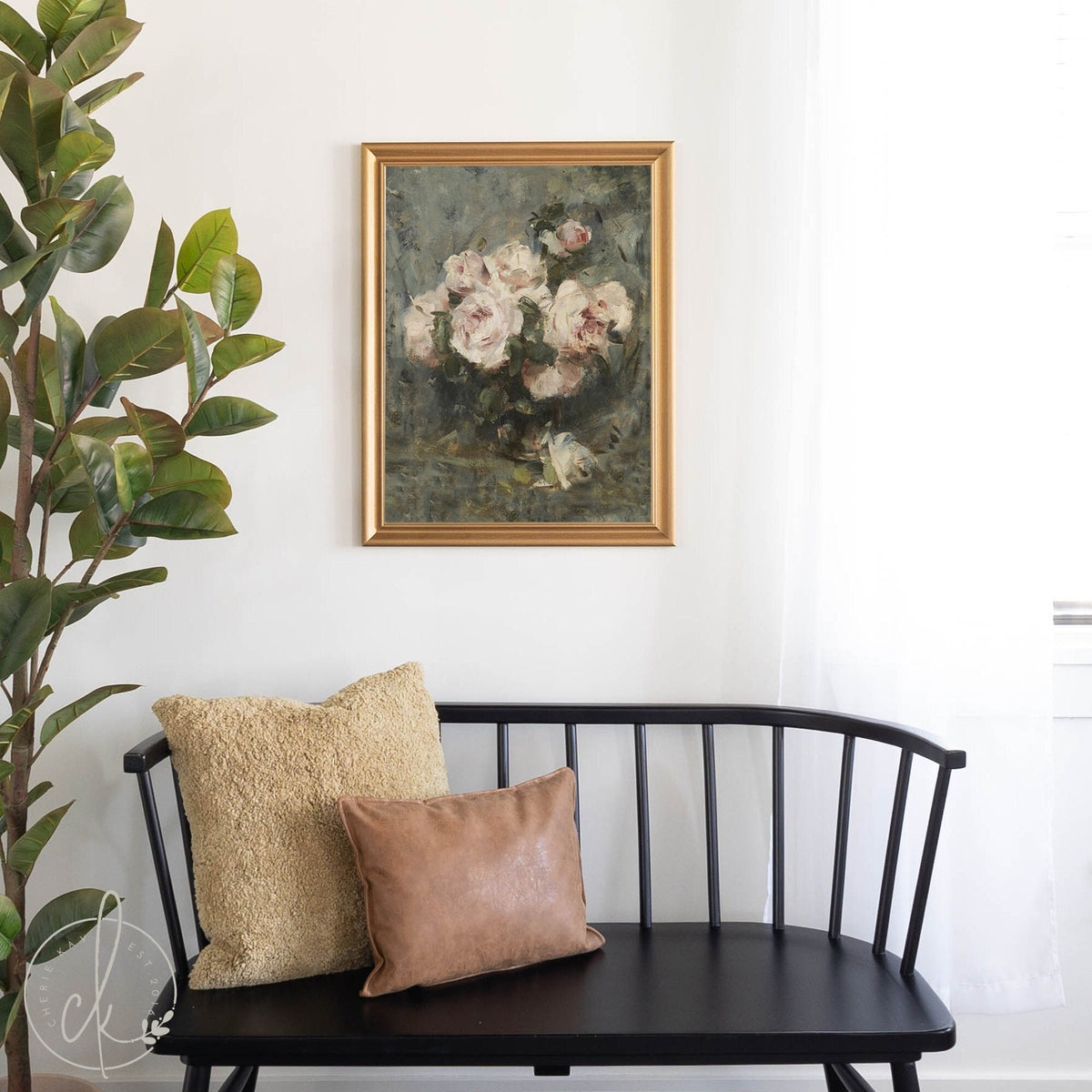 Gold Framed | Still Life With Roses Painting | Wood Framed Canvas