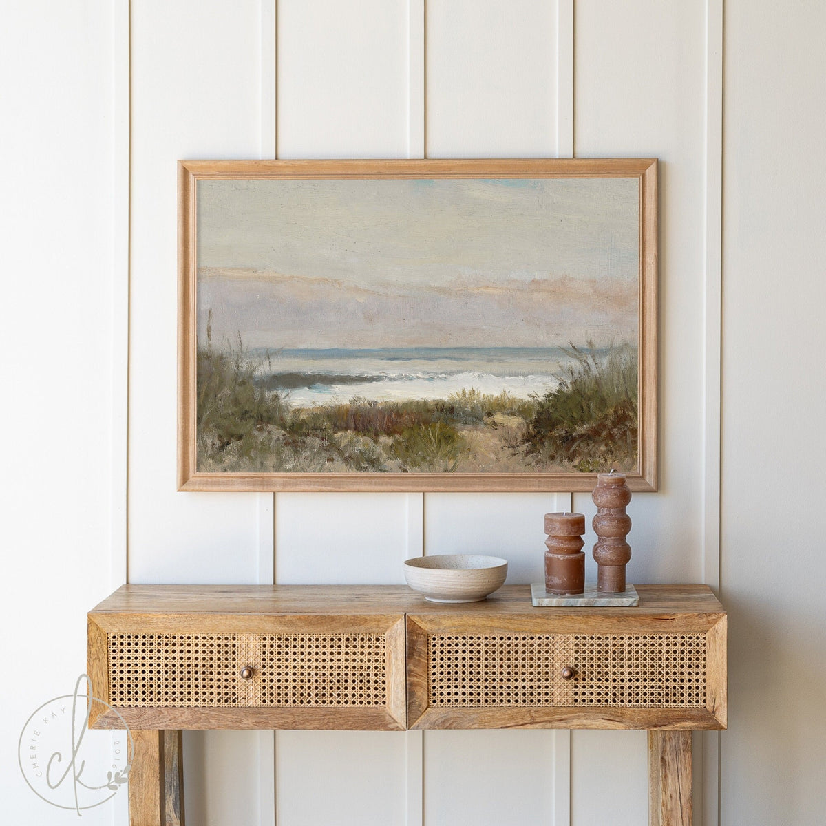 Vintage Coastal Painting | Wood Framed Canvas