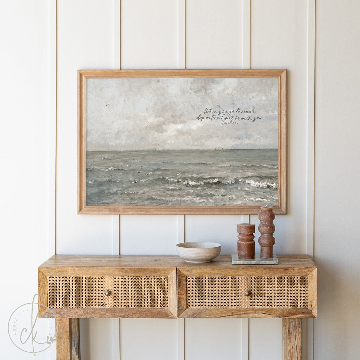 When You Go Through Deep Waters, I Will Be With You | Wood Framed Canvas