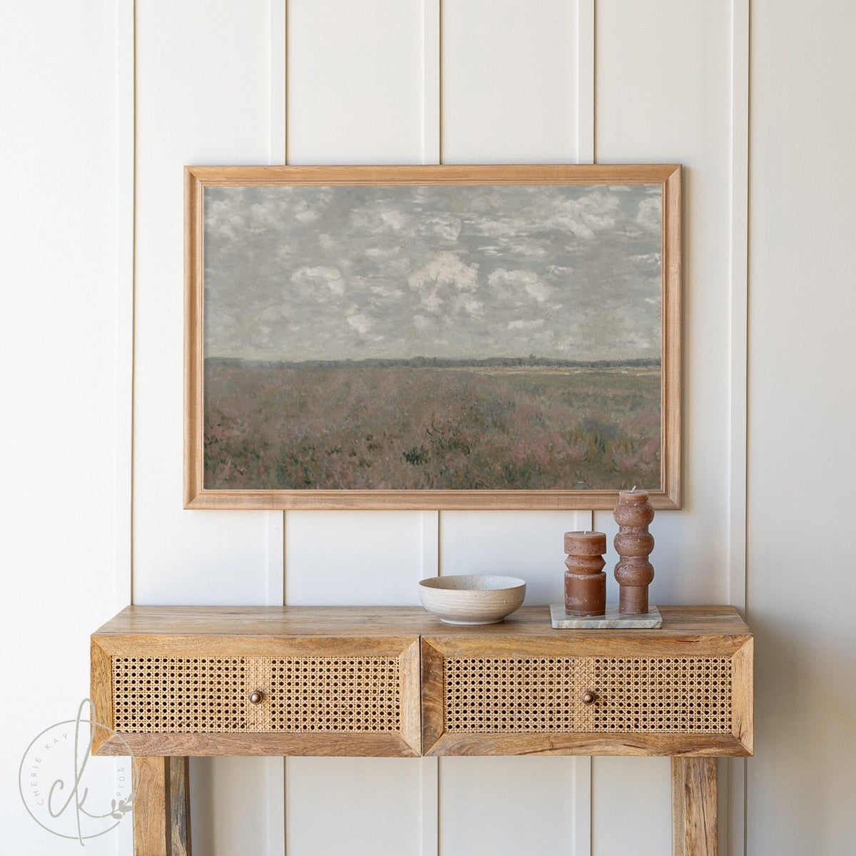 Vintage Meadow Painting | Wood Framed Canvas