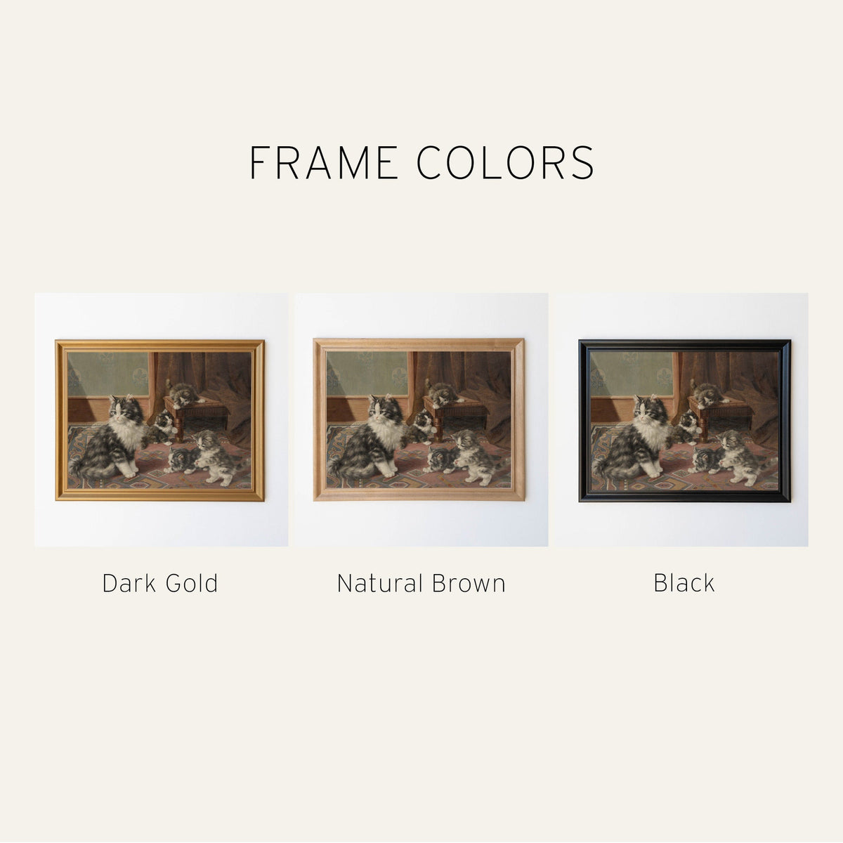 Vintage Cat Painting | Wood Framed Canvas | N124