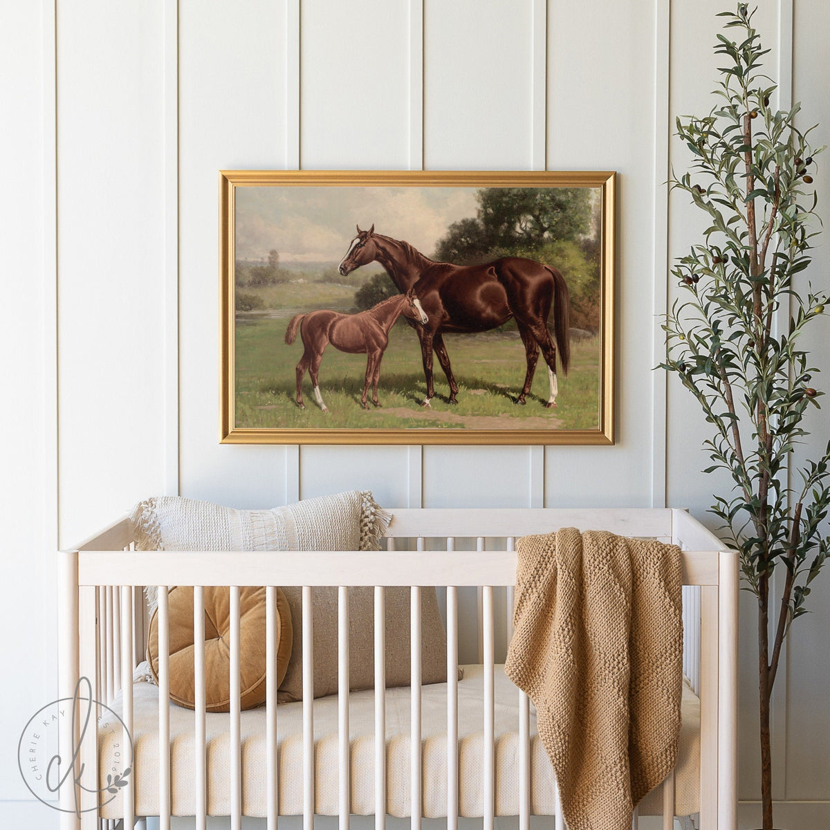 Vintage Nursery Wall Decor | Wood Framed Canvas