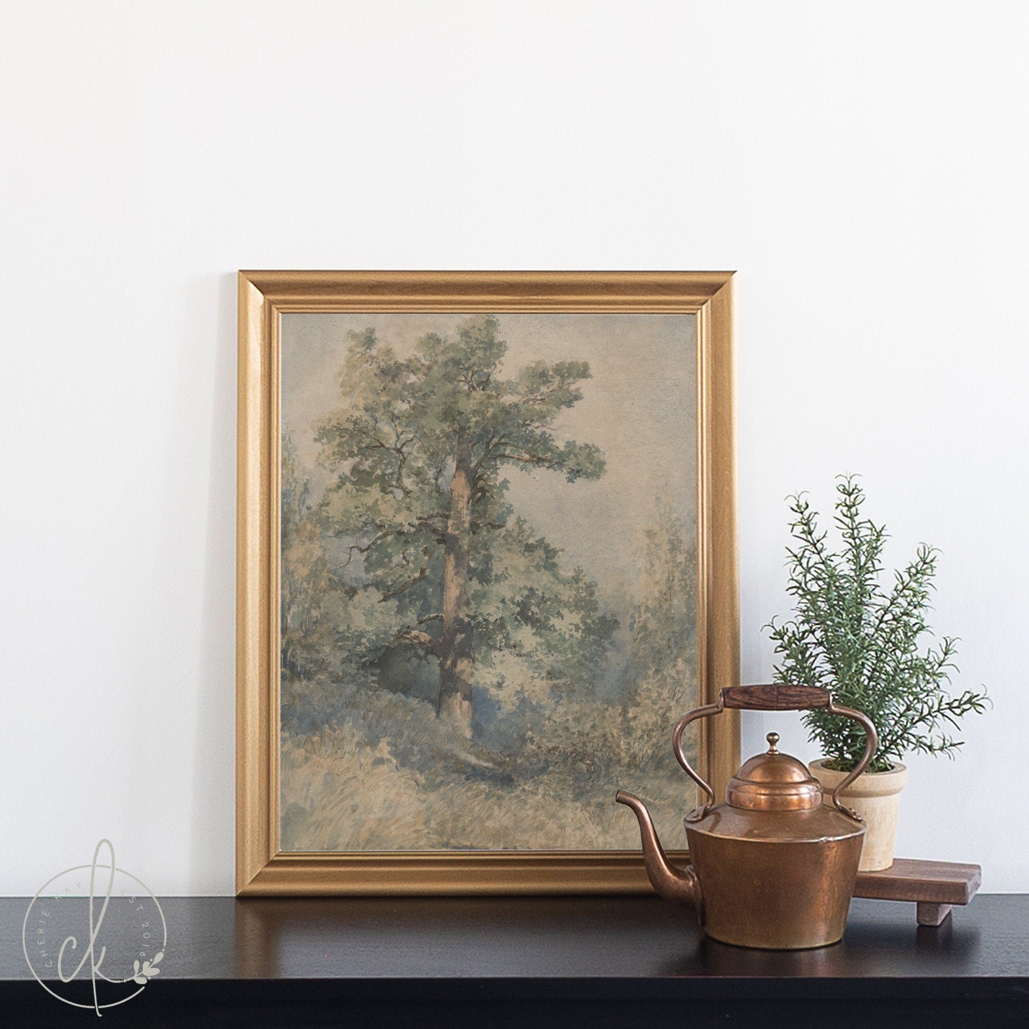 Gold Framed | Vintage Tree Painting | Wood Framed Canvas