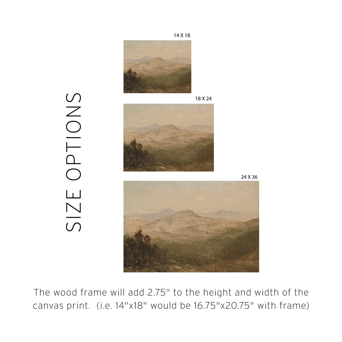 Vintage Mountain Landscape Painting | Wood Framed Canvas | N121