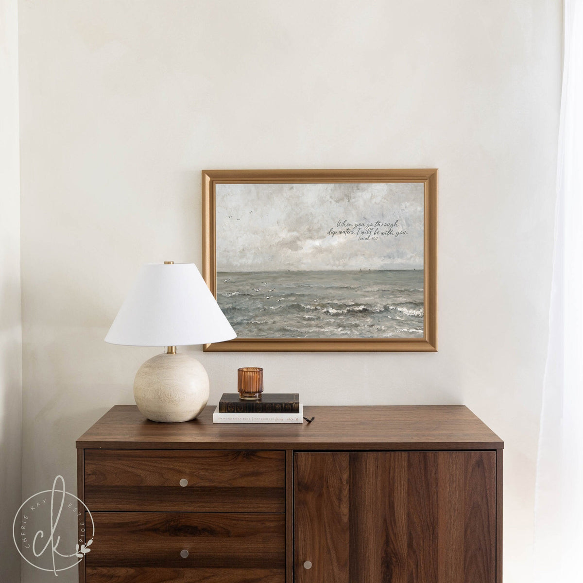 When You Go Through Deep Waters | Ocean Painting | Wood Framed Canvas | N118