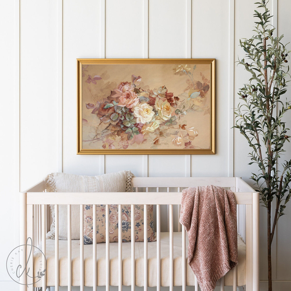 Vintage Rose Bouquet | Wood Framed Canvas