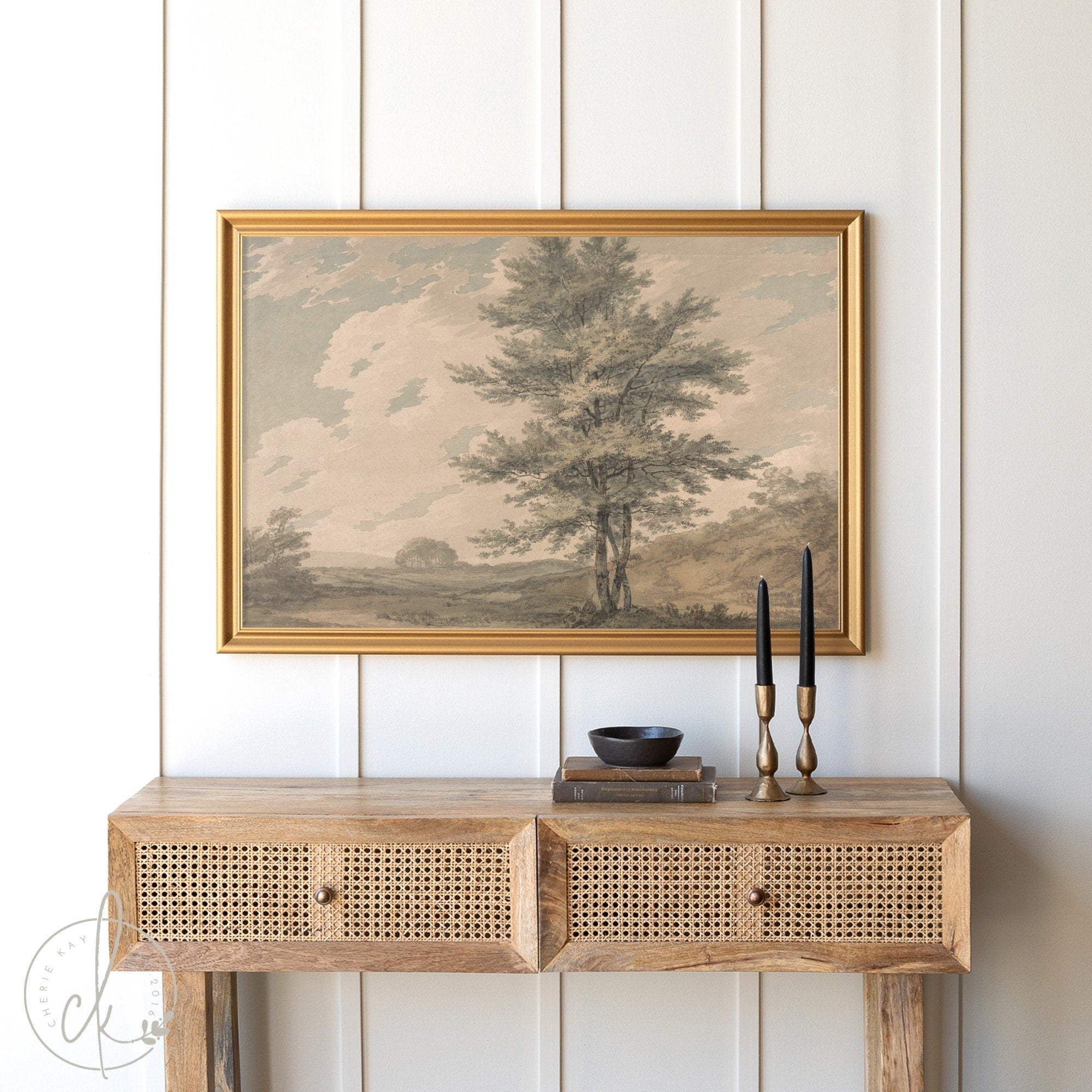 Vintage Tree Landscape Art | Wood Framed Canvas