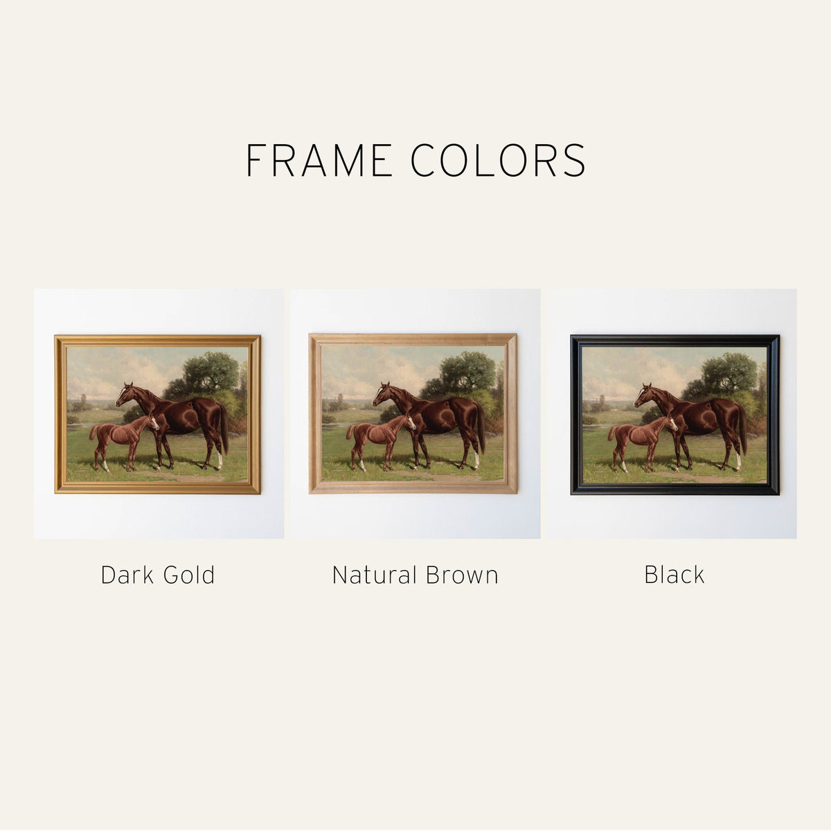 Vintage Horse Painting | Wood Framed Canvas | N82