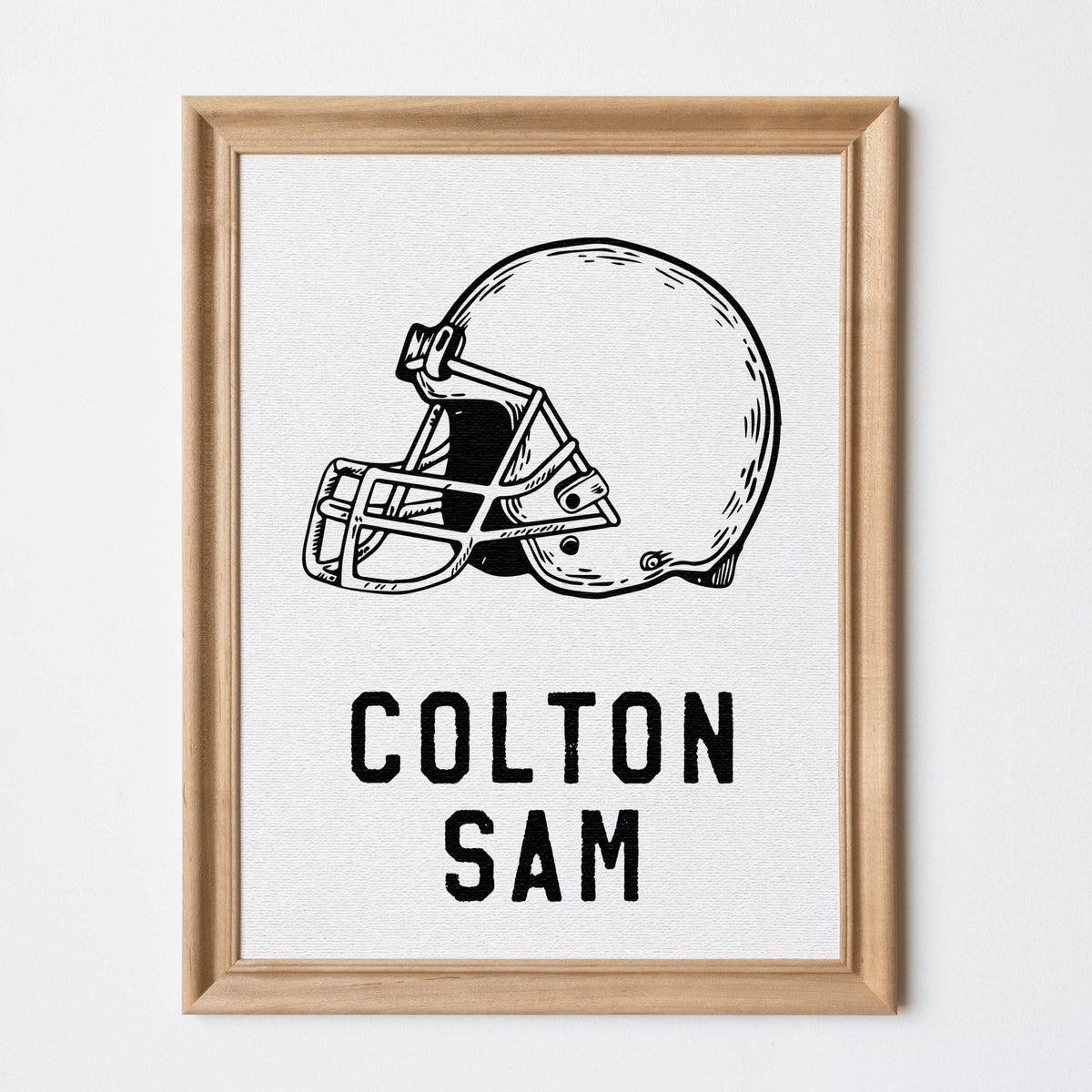 Personalized Boy Name With Football Helmet | Wood Framed Canvas | Sports Themed Decor | Football Name Sign | Colton Sam | D1