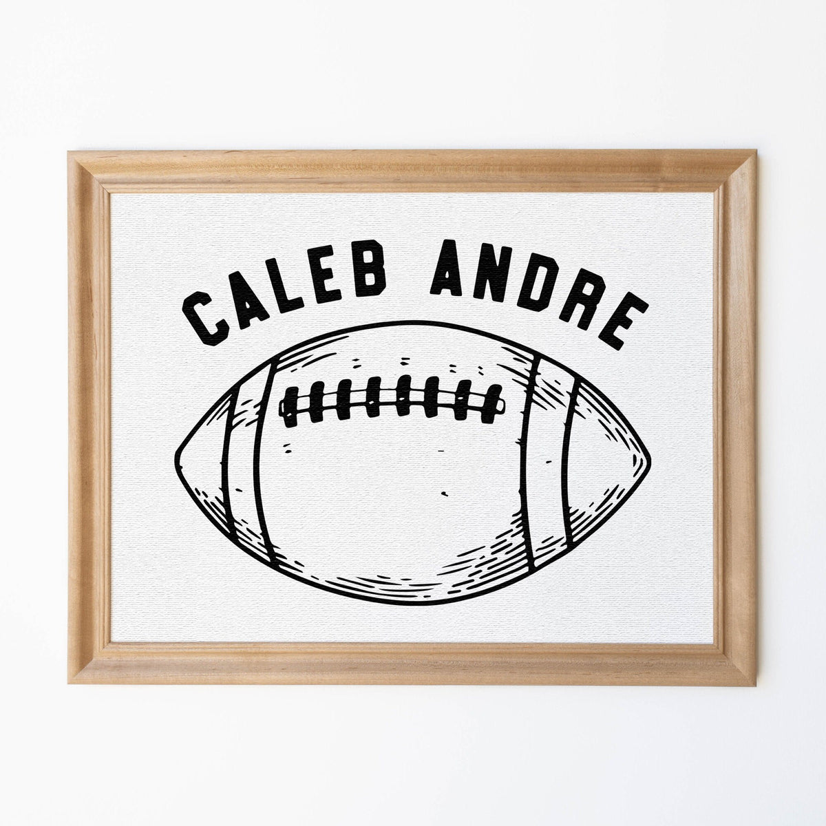 Custom Boy Name Sign With A Football | Wood Framed Canvas | Football Theme Nursery Decor | Vintage Sports Boy Room Decor | Caleb Andre