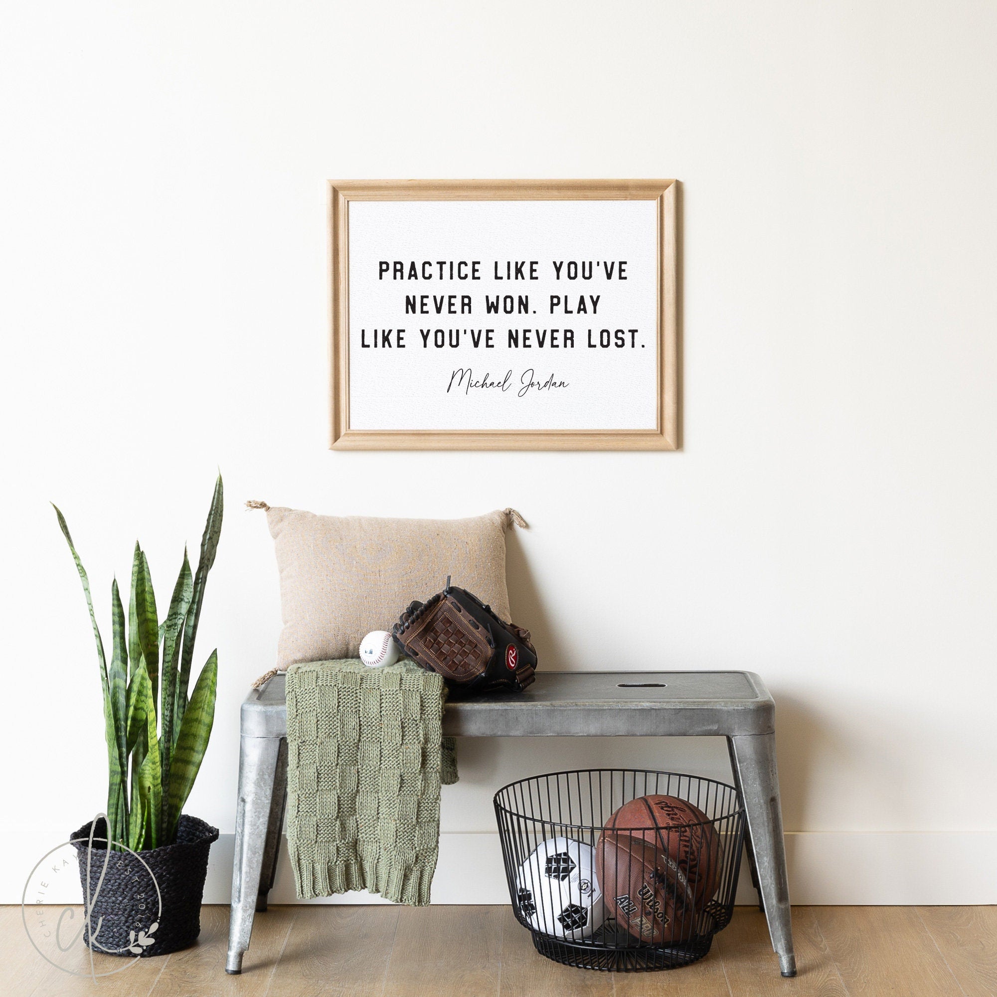 &quot;Practice Like You’ve Never Won. Play Like You&#39;ve Never Lost&quot; | Michael Jordan Quote | Wood Framed Canvas