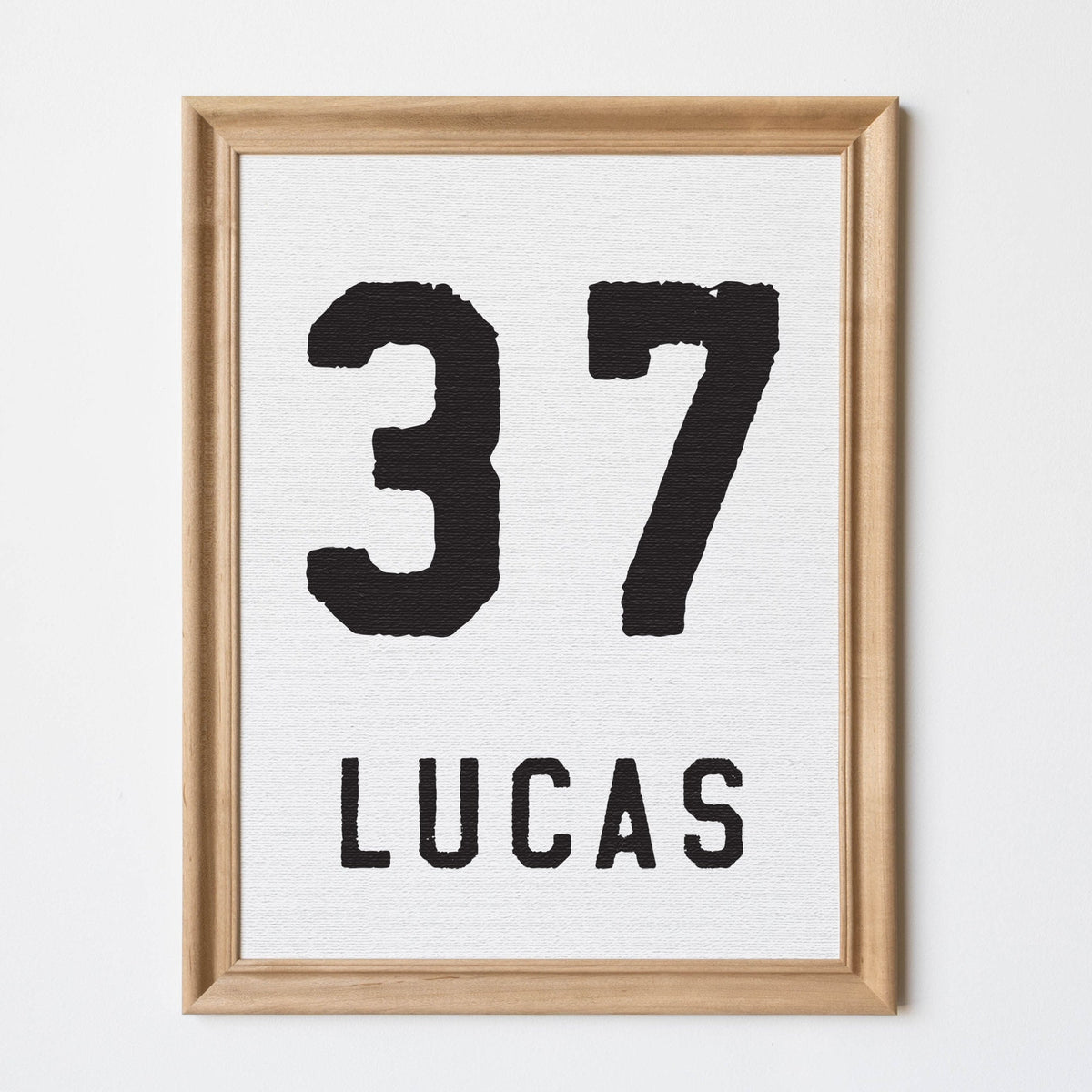 Custom Sports Name And Number | Wood Framed Canvas | Boy Room Wall Decor | Sports Wall Art | Personalized Jersey Sign | Lucas