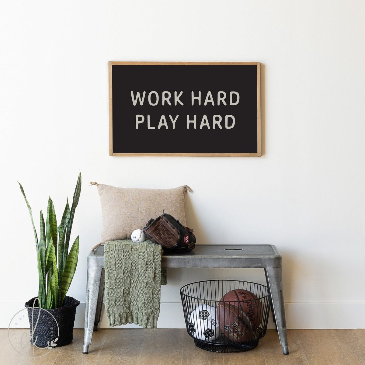 Work Hard Play Hard | Wood Framed Sign | Motivational Wall Art