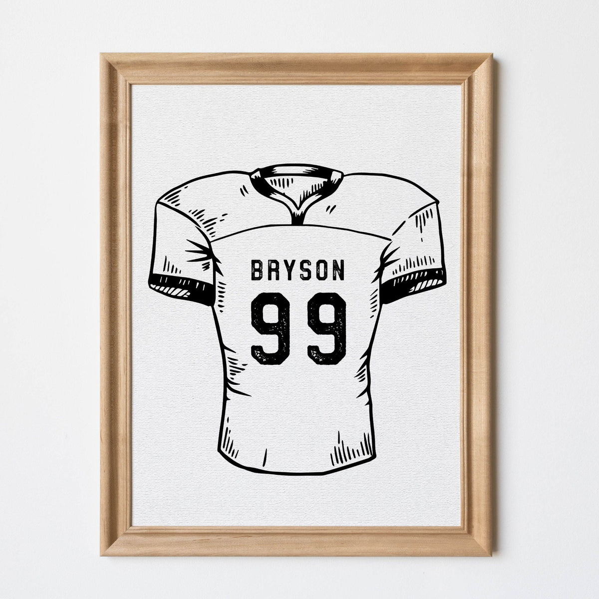 Custom Boy Name Wall Decor | Wood Framed Canvas | Football Theme Boy Room | Personalized Jersey Name And Number | Bryson