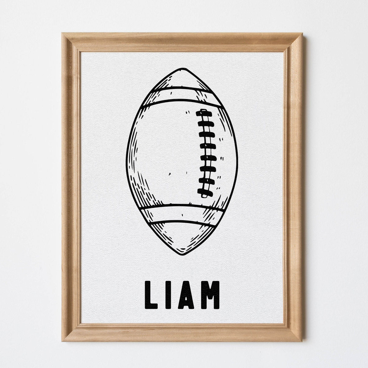 Personalized Boy Name With Football | Wood Framed Canvas | Sports Nursery Decor | Football Theme Decor | Boy Room Ideas | Liam