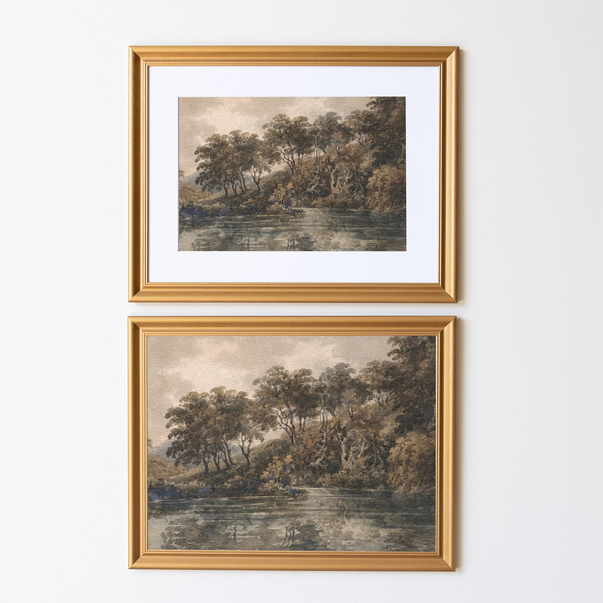 Vintage Trees and Water Painting | Wood Framed Canvas | N53