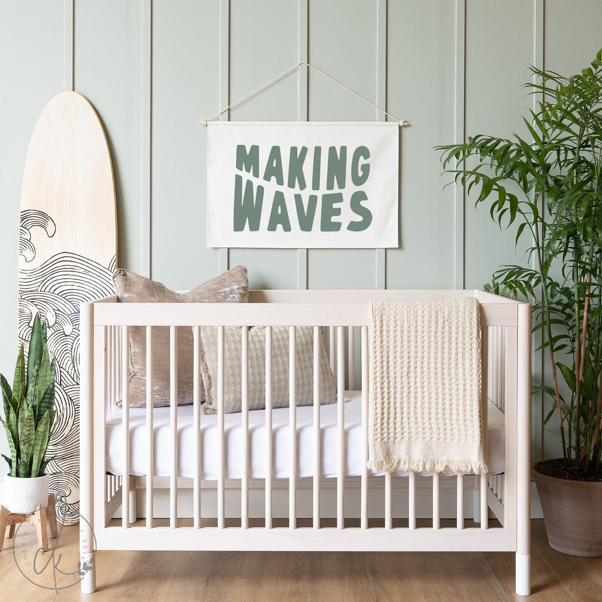 Making Waves Canvas Flag | Ocean Themed Decor | Coastal Beach House Sign | Surf Wall Art | 11