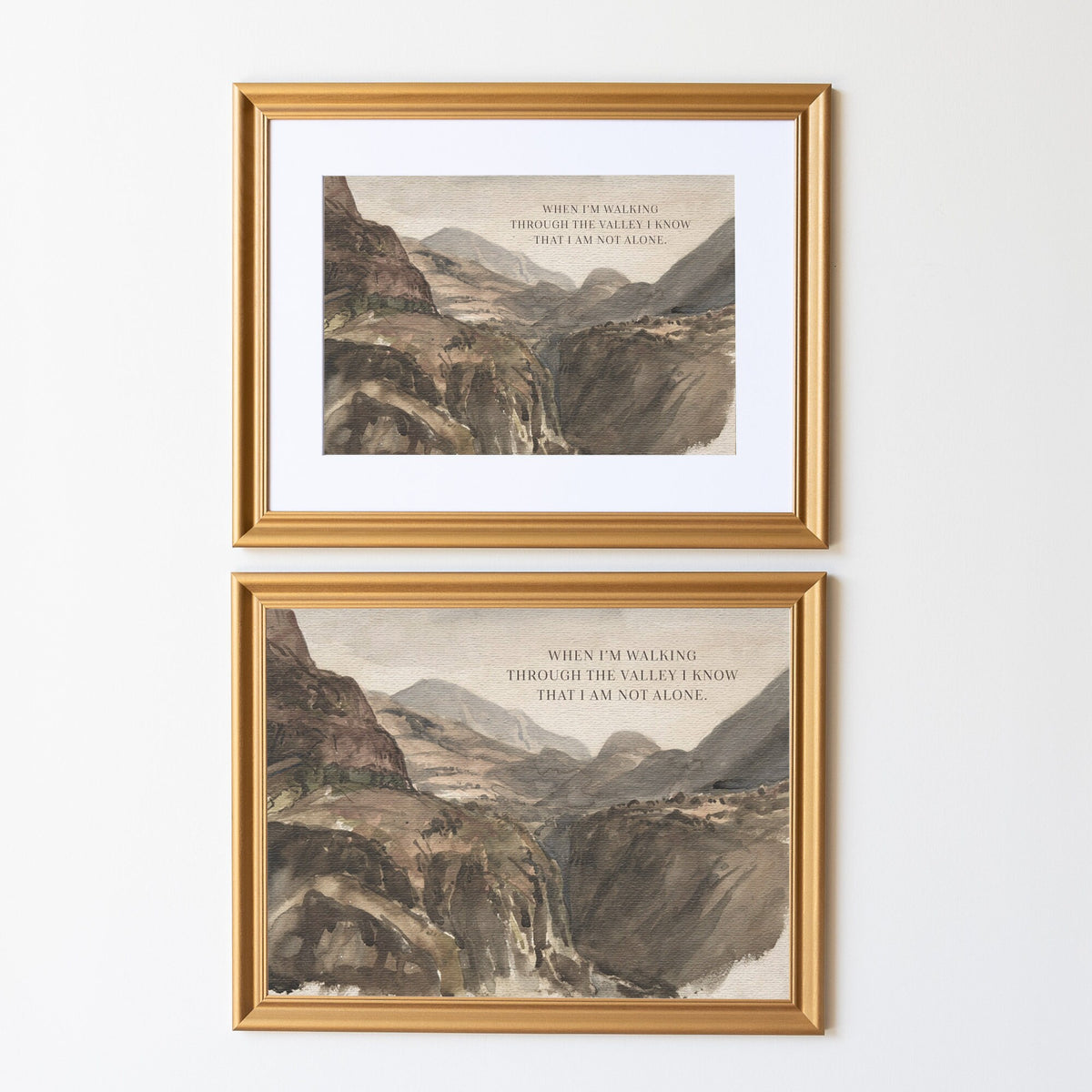 When I’m Walking Through The Valley | Wood Framed Canvas | Mountain Landscape Painting With Scripture | Psalm 23 Wall Art | N47