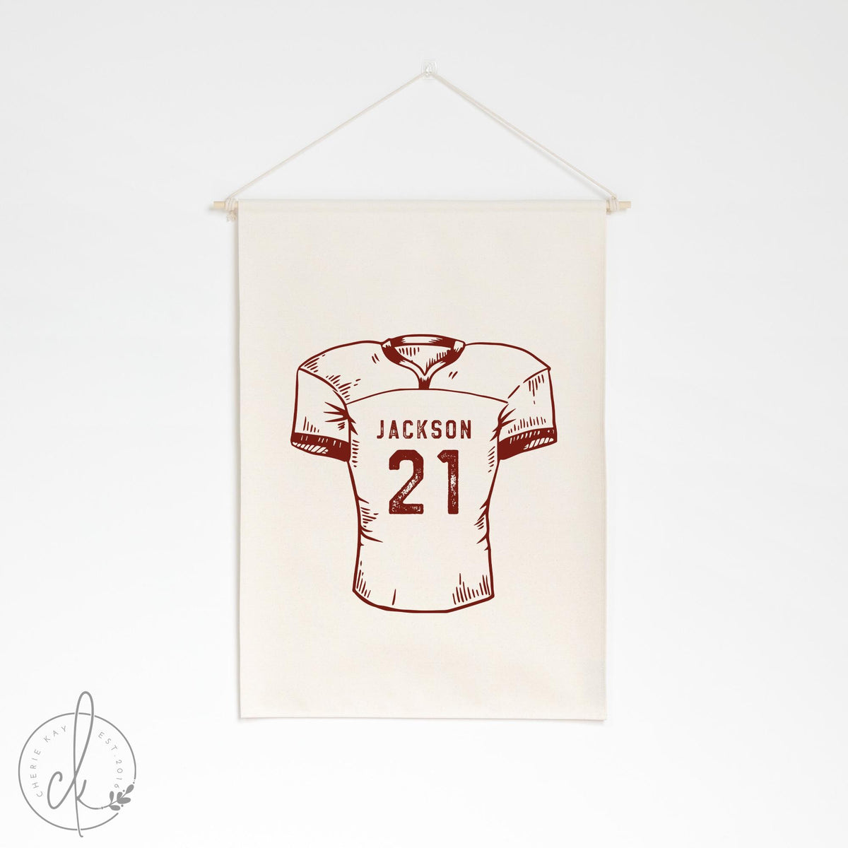 Personalized Football Jersey Canvas Banner | Custom Sports Room Decor | Boys Room Art | Kids Room Sports Sign | Custom Name &amp; Number | 41