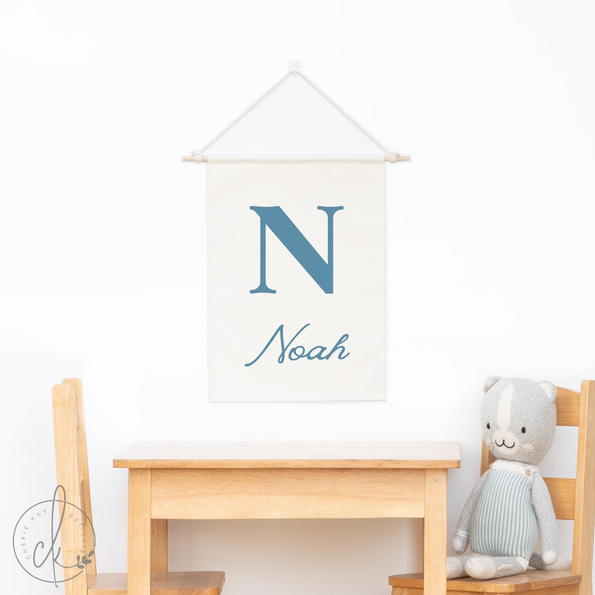 Personalized Nursery Canvas Sign with Custom Initial &amp; Name | Neutral Baby Room Wall Decor | Gift for Baby Shower | 38