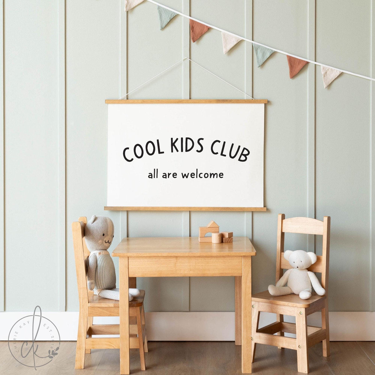 Cool Kids Club Nursery Sign | All Are Welcome Wall Banner | Playroom Decor | Kids Room Canvas Sign | Positive Classroom Wall Decor | 70