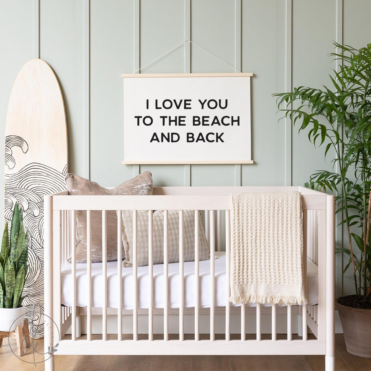 I Love You to the Beach and Back Wall Art | Coastal Decor for Beach Lovers | Neutral Wall Banner for Bedroom, Nursery, or Living Room | 59