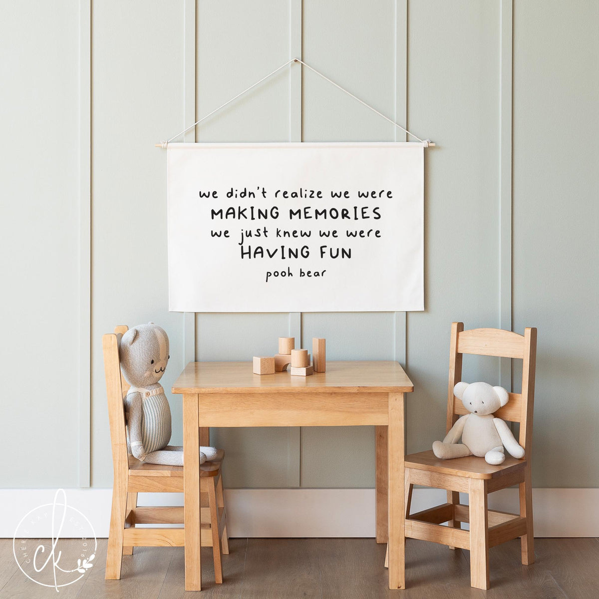 Pooh Bear Quote Canvas Sign for Kids Room, Nursery Decor, Playroom Wall Art | We Didn’t Realize We Were Making Memories | 77