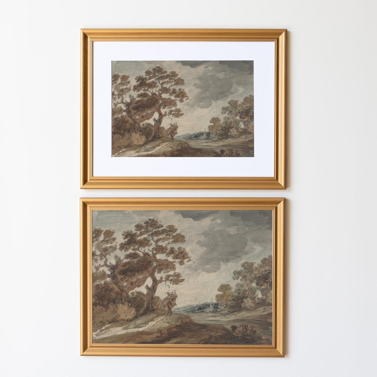 Vintage Fall Landscape Art | Serene Autumn Scene in Gold Frame | Cozy Wall Art for Living Room, Bedroom, or Office Decor | N231