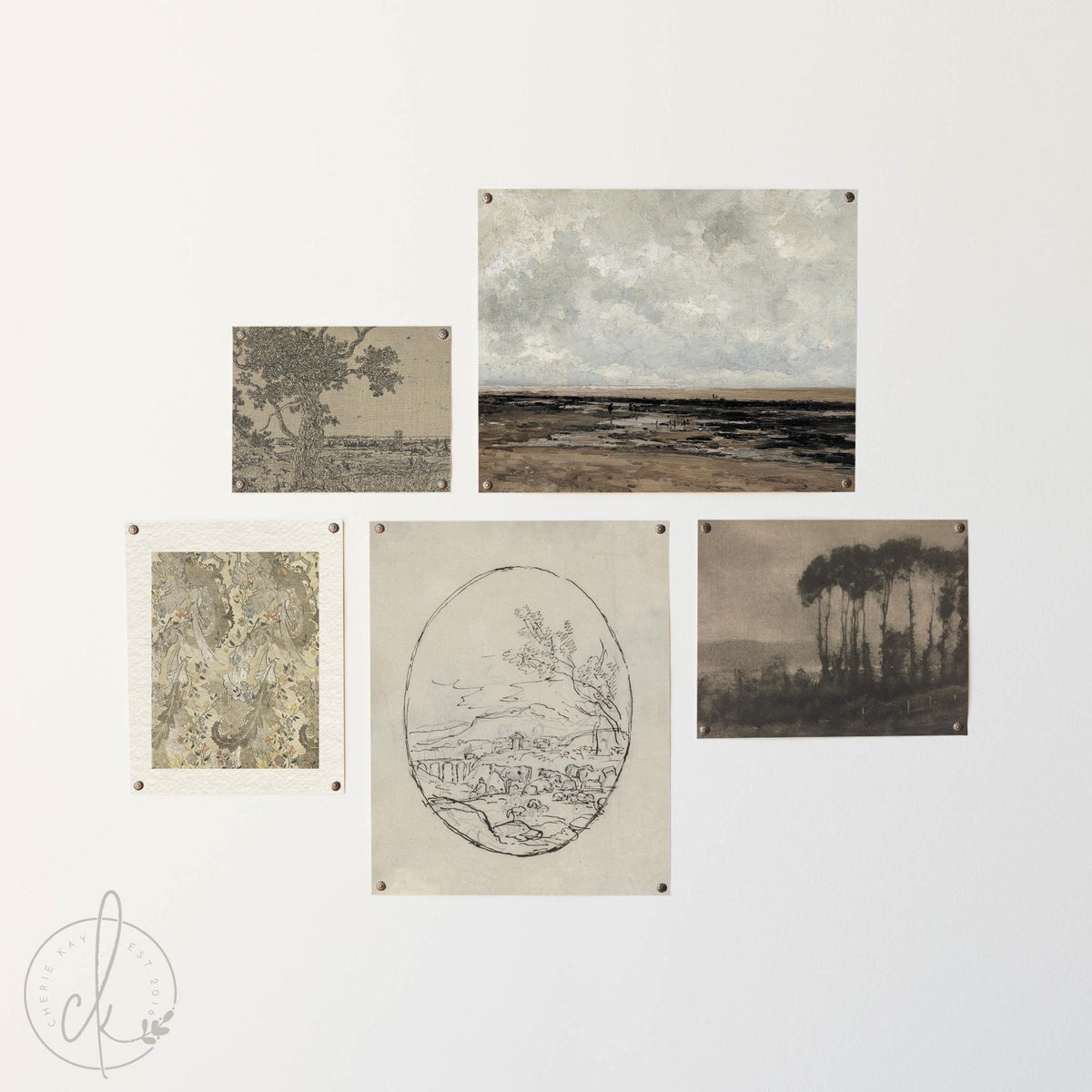 Vintage Paintings Gallery Wall Collection | Coastal, Nature, and Botanical Art | G17