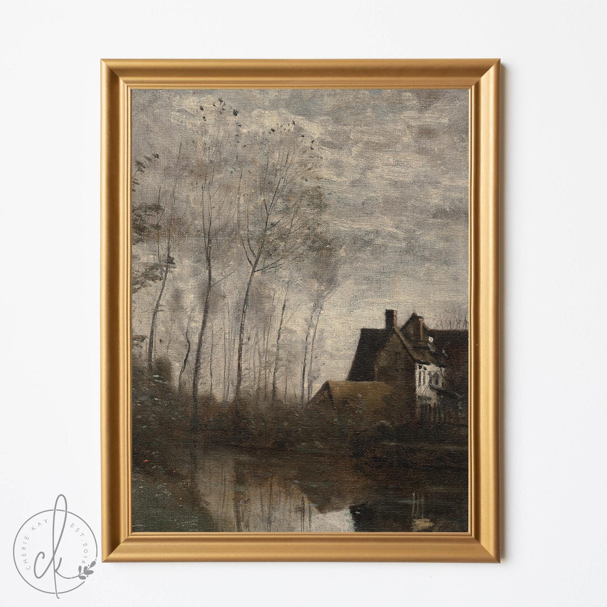 Vintage Landscape Wall Art | Rustic Framed Artwork for Modern Farmhouse Decor | Neutral Toned Nature Print | Small Framed Art | N198