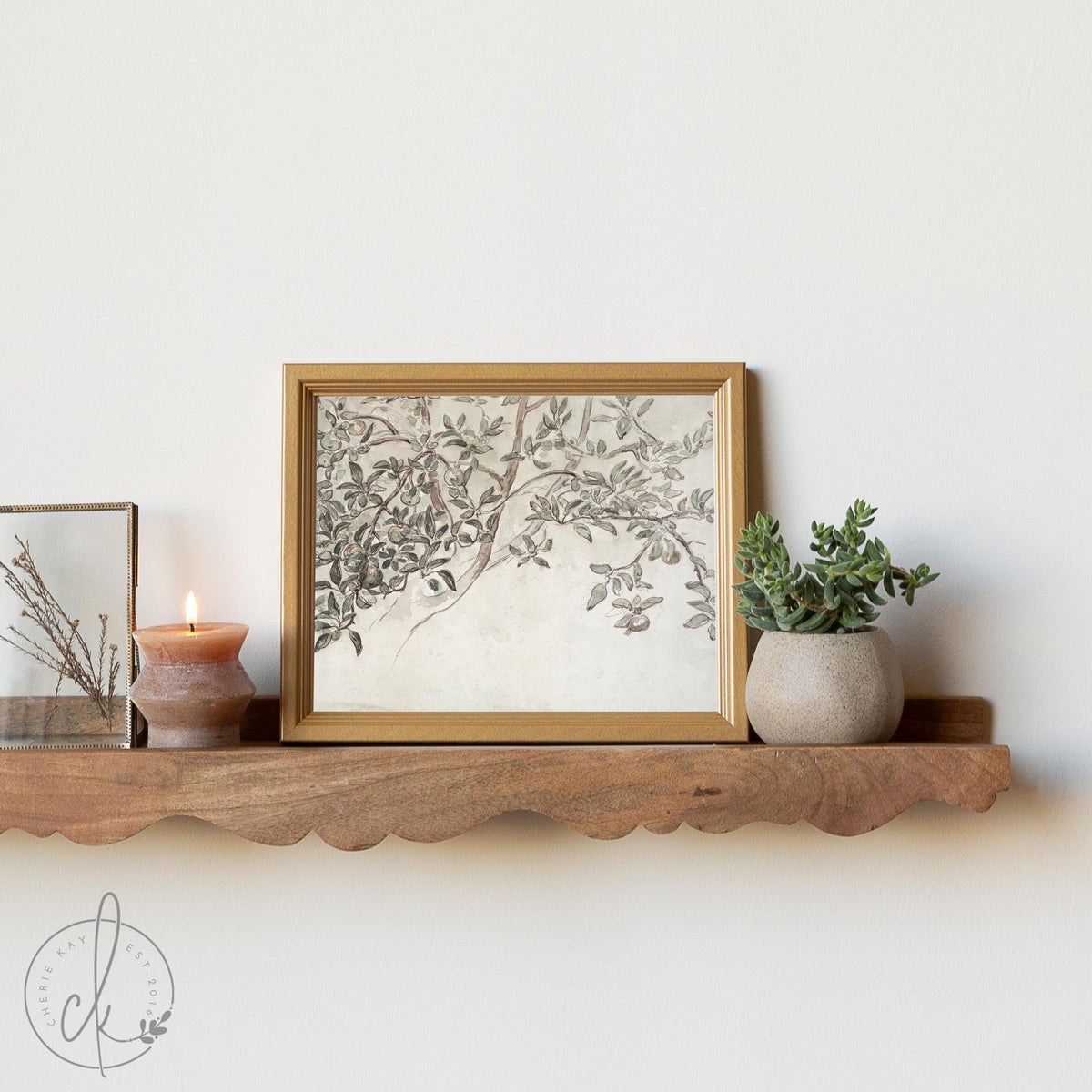 Elegant Framed Nature Artwork | Neutral Botanical Landscape Print | Farmhouse &amp; Modern Wall Decor | Large Vintage Wall Art | N59