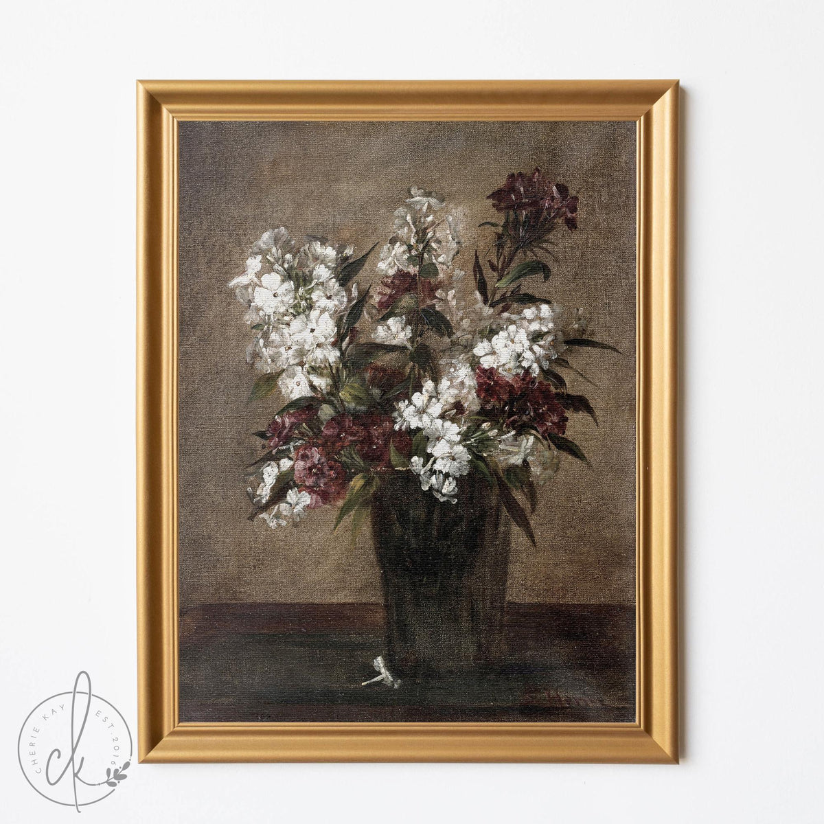 Vintage Floral Art Print | Framed Botanical Wall Art | Rustic Moody Flower Painting | Antique-Style Home Decor | Small Framed Art | N206