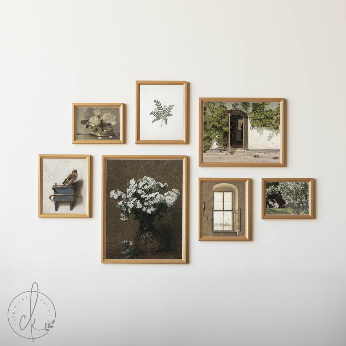 Vintage Gallery Wall Art Set | Framed Botanical Prints &amp; European-Inspired Still Life Paintings for Farmhouse And Rustic Home Decor | G34