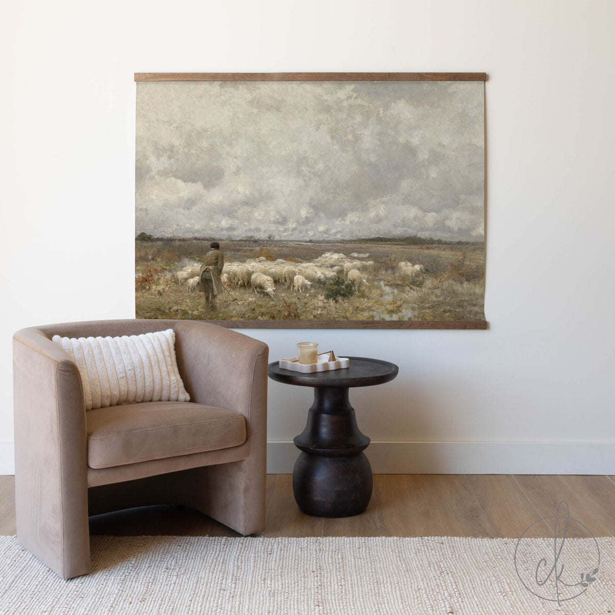 Shepherd &amp; Sheep Large Canvas Tapestry | T59