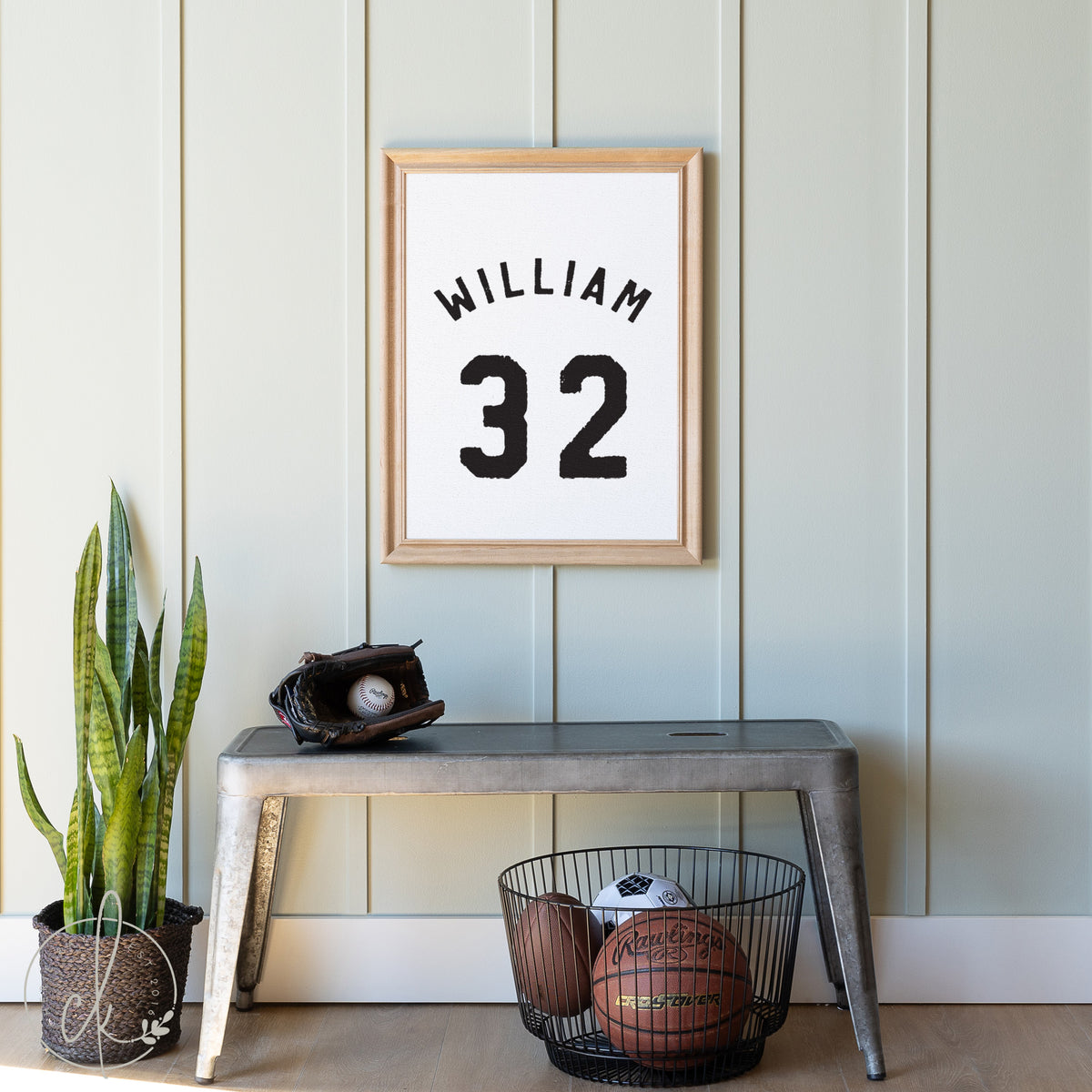 Sports Jersey Name And Number Decor | Wood Framed Canvas  | William